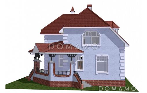 Проект просторного коттеджа из газобетона с террасой / Фасад 2