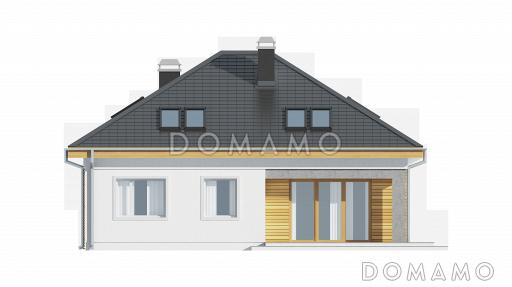 Проект мансардного дома из газобетона с двумя спальнями на первом этаже и двумя на мансарде / Фасад 2