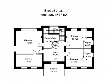 Проект загородного дома с большой бильярдной / План 2 этажа