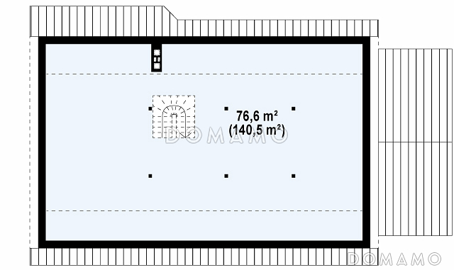 Проект классического одноэтажного дома из газобетона с тремя спальнями и возможностью обустройства мансарды и  с гаражом / План мансардного этажа
