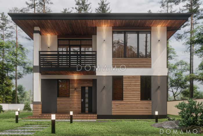 Проект дома из газобетона с 3 спальнями и ванной на втором этаже