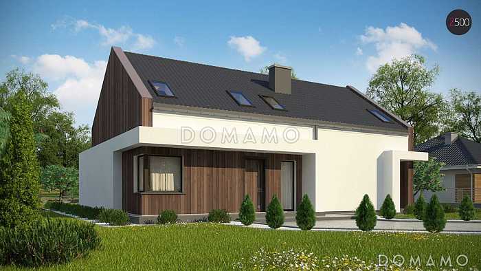 Проект комфортного одноэтажного мансардного дома из газобетона для двух семей