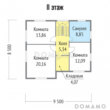 Проект дома из клееного бруса с просторными комнатами / План мансардного этажа