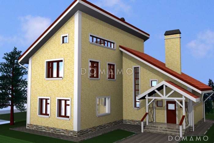 Проект двухэтажного дома с верандой