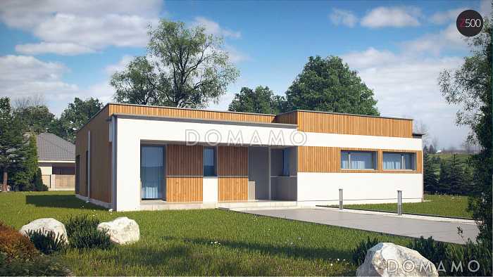 Проект просторного современного одноэтажного дома из кирпича с тремя спальнями, кабинетом