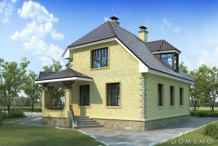 Проект просторного коттеджа из газобетона с террасой