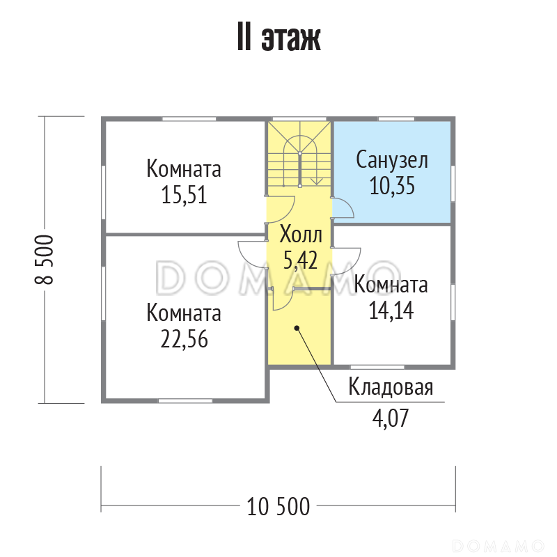 Проект каркасного дома с максимально функционально распланированной планировкой / План мансардного этажа