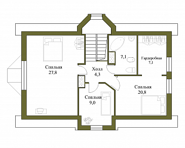 Проект коттеджа с бассейном и гаражом / План мансардного этажа