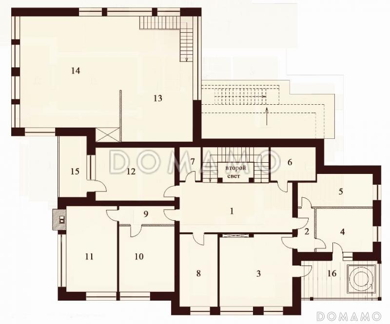 Проект роскошного дома с бассейном / План мансардного этажа