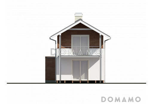 Проект компактного двухэтажного дома из кирпича для строительства на очень узком участке / Фасад 1