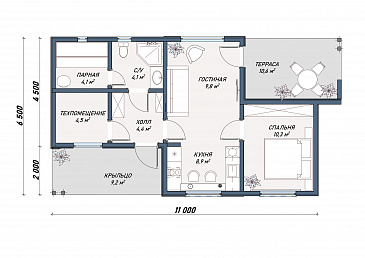Каркасный дом "Кристиансен" / План 1 этажа