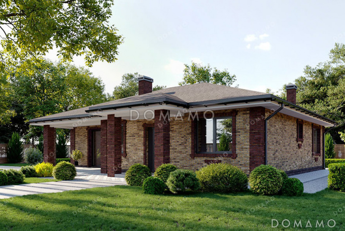 Проект одноэтажного дома с террасой и крыльцом