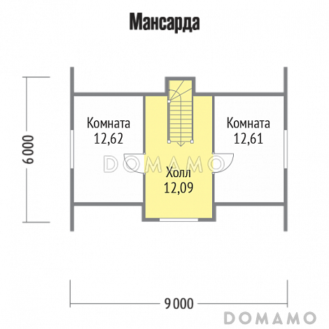 Проект двухэтажного каркасного дома 6х9 / План мансардного этажа