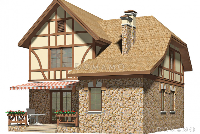 Проект двухэтажного дома из газобетона в стиле фахверк