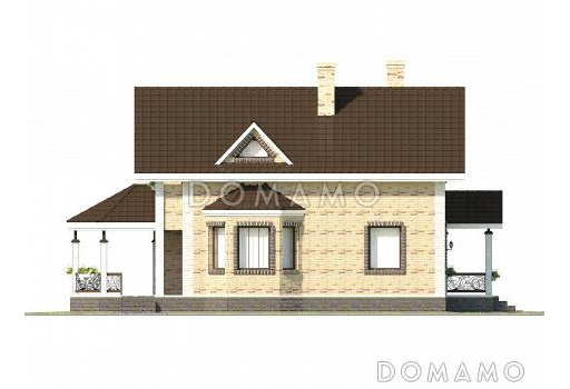 Проект коттеджа из SIP панелей с эркером и террасой. / Фасад 4
