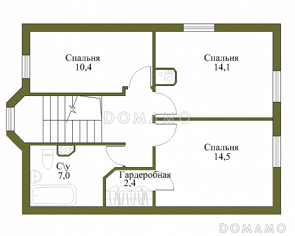 Проект увеличенного экономичного коттеджа. / План мансардного этажа