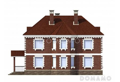 Проект кирпичного коттеджа с подвалом и мансардой / Фасад 4