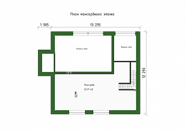 Проект большого дома с сауной, хамамом, двусветной гостиной и навесом на 2 авто / План мансардного этажа