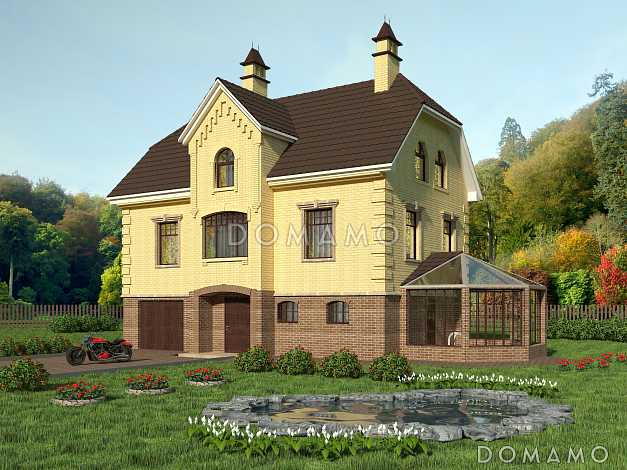 Проект коттеджа с бассейном и гаражом