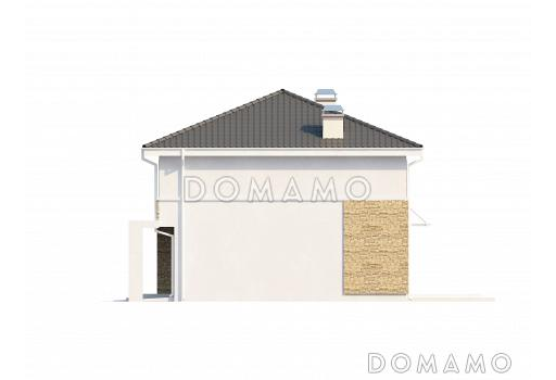 Проект современного двухэтажного дома из газобетона с четырьмя спальнями, балконом и встроенным гаражом  / Фасад 4