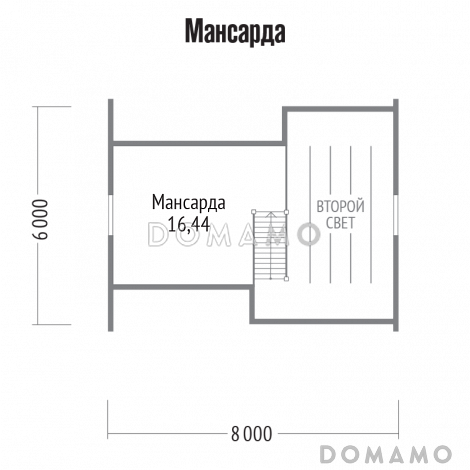 Проект каркасной бани со вторым светом / План мансардного этажа