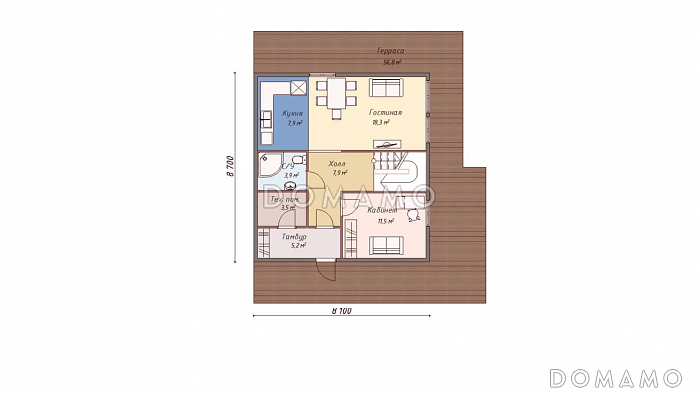 Каркасный дом "Лоза" / План 1 этажа