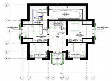 Проект особняка в классическом стиле с 5 спальнями, гаражом и открытой террасой / План 2 этажа