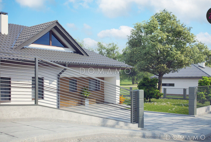 Проект одноэтажного дома из газобетона с тремя спальнями и треугольным окном на чердаке с изменениями в планировке