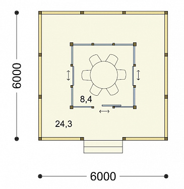 Проект квадратной беседки / План 1 этажа
