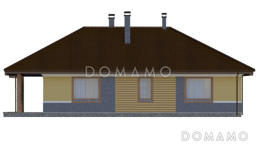Проект одноэтажного дома с камином в гостиной и крытой террасой / Фасад 3