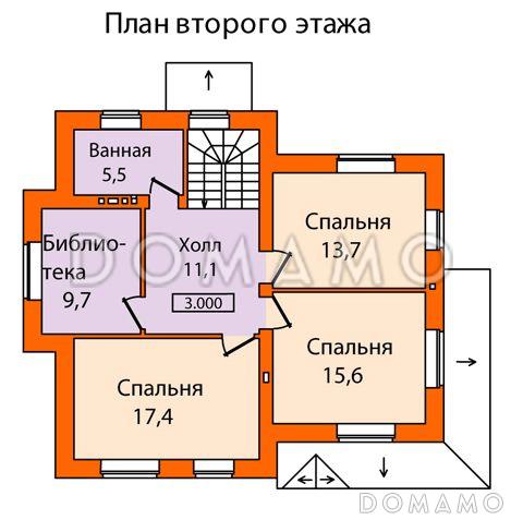 Проект дома с необычной, яркой архитектурой из СИП панелей / План мансардного этажа