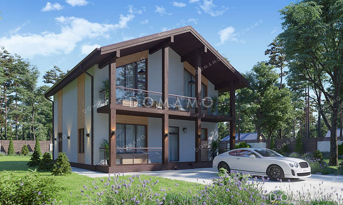 Проект дома с террасой и балконом