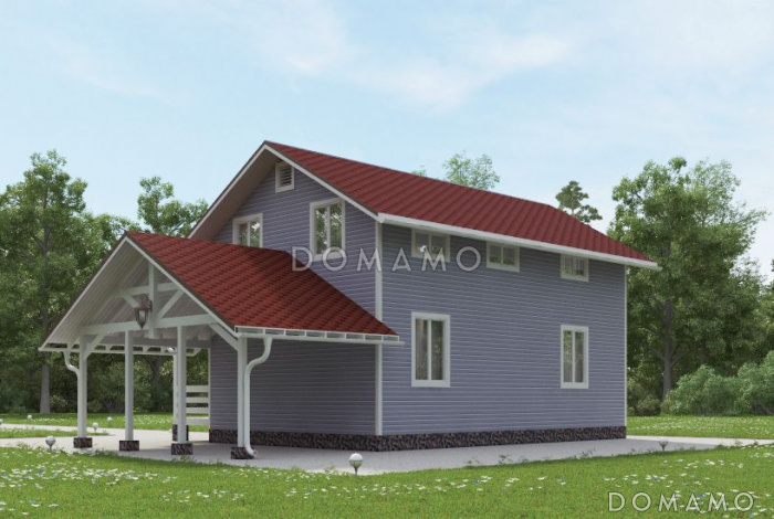 Проект каркасного дома  тремя отдельными комнатами на втором этаже