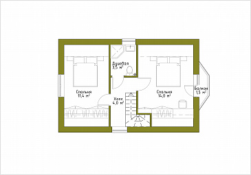 Проект небольшого дома из кирпича с декором из камня / План мансардного этажа