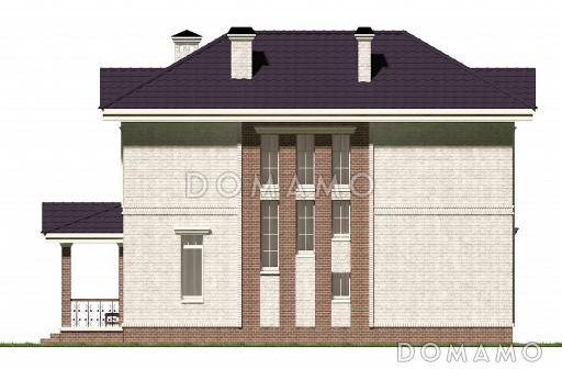 Проект углового коттеджа из СИП панелей с большой террасой / Фасад 2