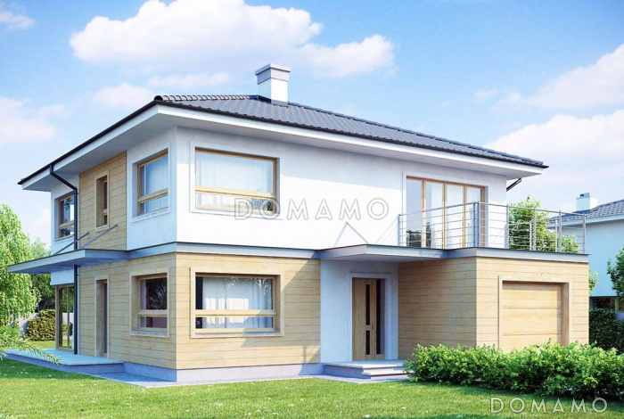 Проект двухэтажного дома из кирпича, адаптированный для сейсмозоны с четырьмя спальнями и удлинённым двухместным гаражом