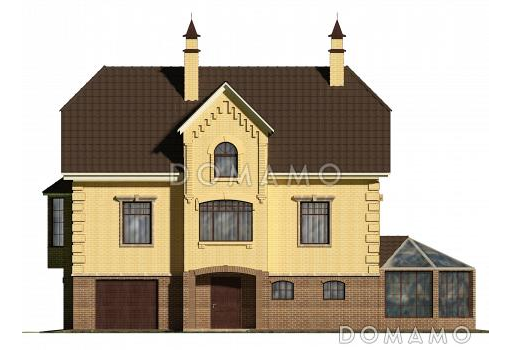 Проект коттеджа с бассейном и гаражом / Фасад 1