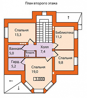 Проект кирпичного дома с необычной конфигурацией кровли / План мансардного этажа