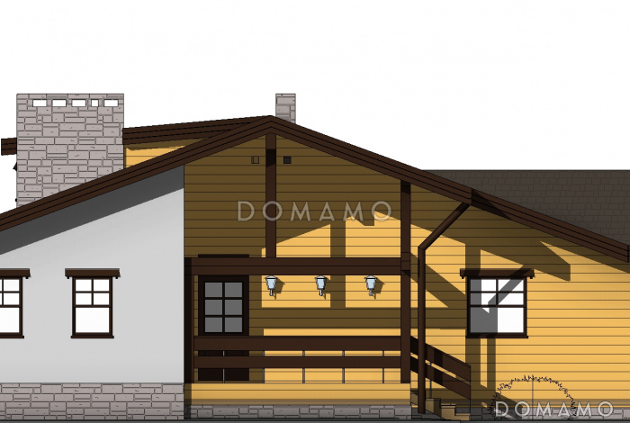 Проект одноэтажного дома из бруса с сауной и бассейном