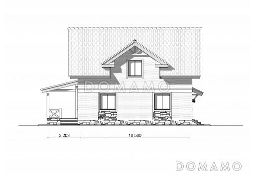 Проект коттеджа с квадратным планом / Фасад 2