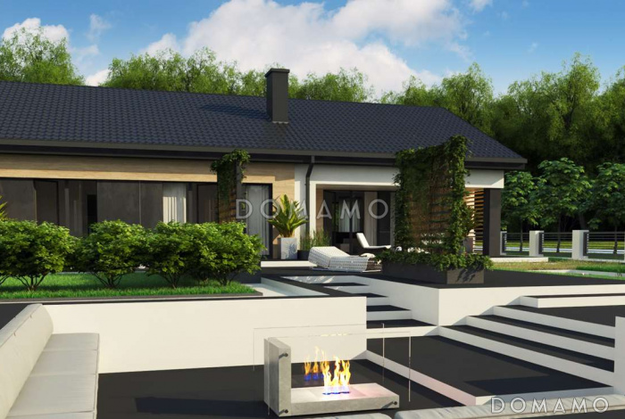 Проект комфортного одноэтажного дома из газобетона с четырьмя спальнями 