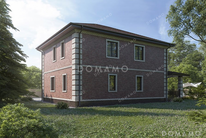 Проект двухэтажного дома с террасой и спортзалом