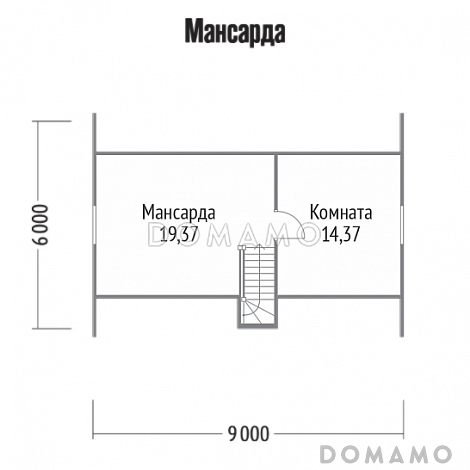 Проект дома из клееного бруса с санузлом / План мансардного этажа