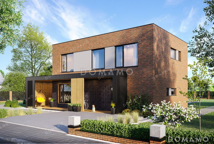 Проект двухэтажного дома с большой террасой