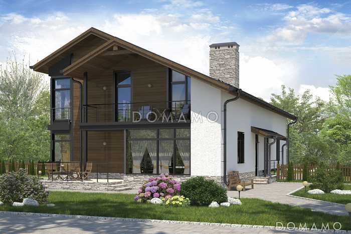 Проект дома на две семьи с террасой, котельной, кухней-столовой и большой гостиной, кабинетом