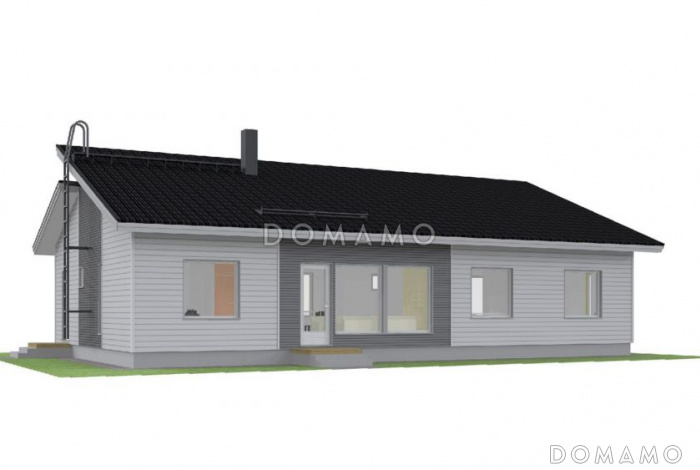 Проект каркасного дома с нестандартной двускатной крышей