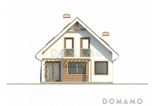 Проект классического мансардного дома из кирпича с кабинетом, с эркером и балконом / Фасад 2