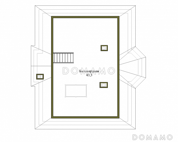 Проект коттеджа в классическом стиле с подвалом / План мансардного этажа