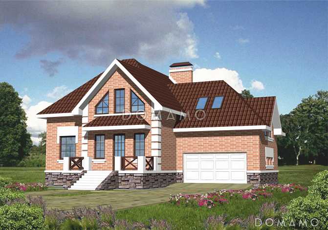 Проект двухэтажного дома из кирпича с мансардой