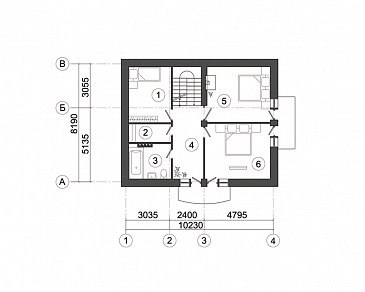 Проект современного загородного дома на семью из трех-шести человек / План мансардного этажа